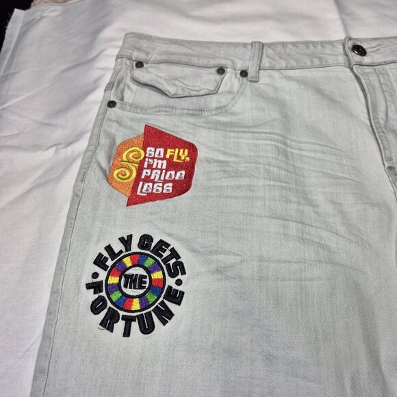 Born Fly Men's Shorts Size 40 Denim Light Blue Embroidery Bermuda TV Show (43) - Picture 3 of 9